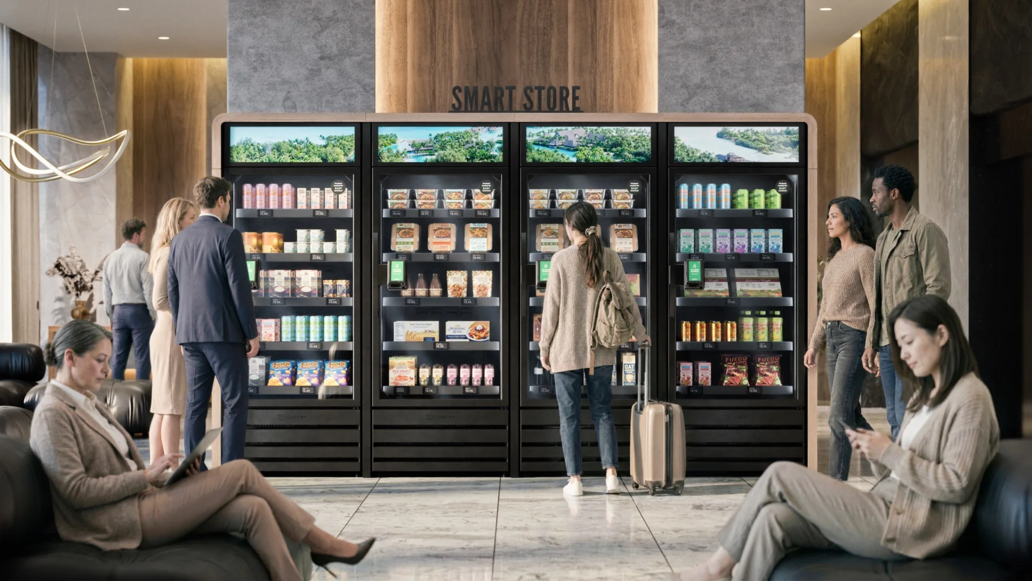 Smart coolers in an upscale hospitality lounge